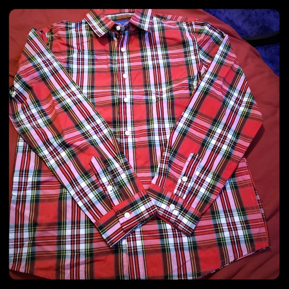 Boys Red Plaid Woven Shirt